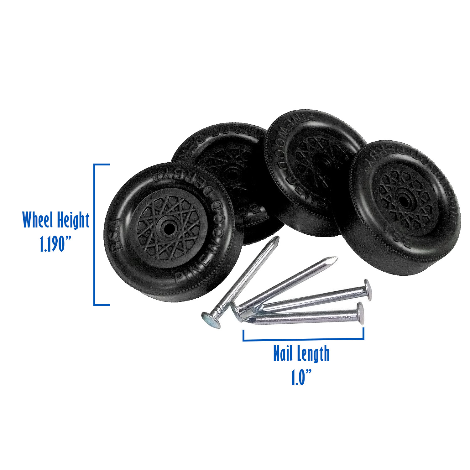 Pinewood Derby Official Wheels and Axles Measurements